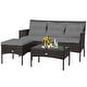 preview thumbnail 8 of 33, Costway 3PCS Patio Rattan Furniture Set 3-Seat Sofa Cushioned Table - See details