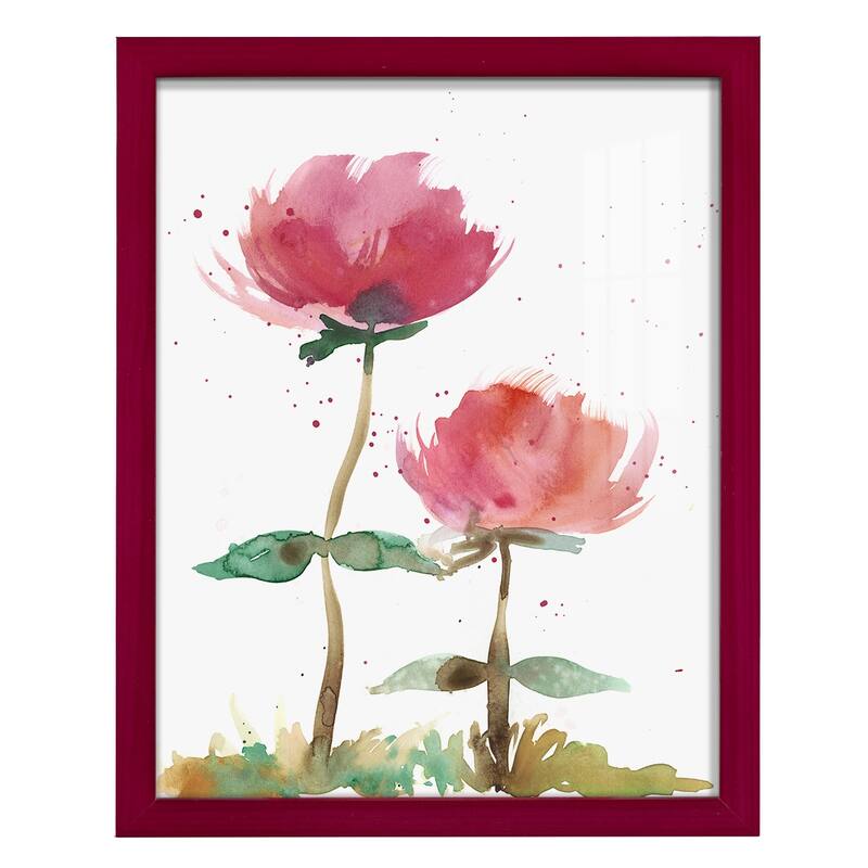 Pink Fleurs I -Framed Print w/glass-Cherry Red