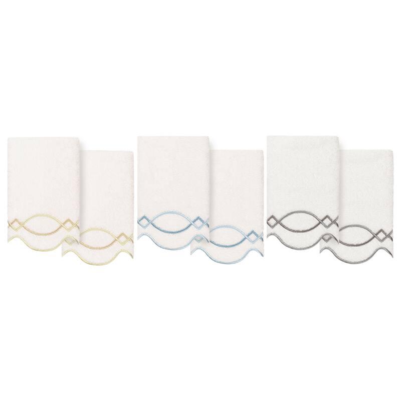 Authentic Hotel and Spa 100% Turkish Cotton DIAMOND CHAIN Scallop Embellished Towel Collection
