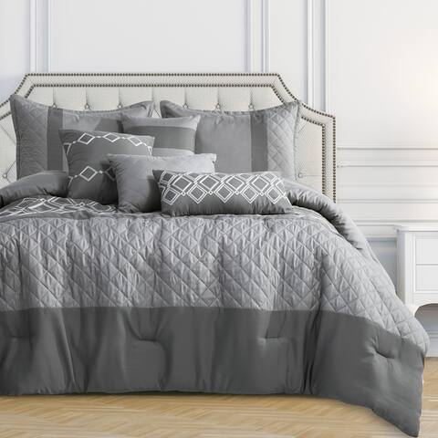 Wellco Bedding Comforter Set Bed In A Bag - 7 Piece Luxury CHIZOBA microfiber Bedding Sets - Oversized Bedroom Comforters