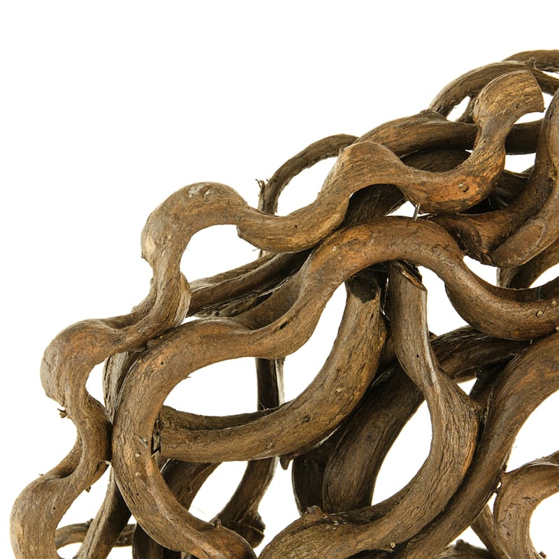 Rattan Sculpture with Teak Wood Stand - 23.5"