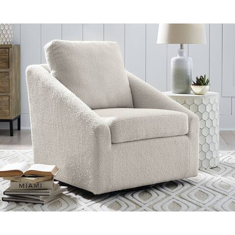 Wysler Contemporary Cream Swivel Accent Chair - 31"W x 34"D x 35"H