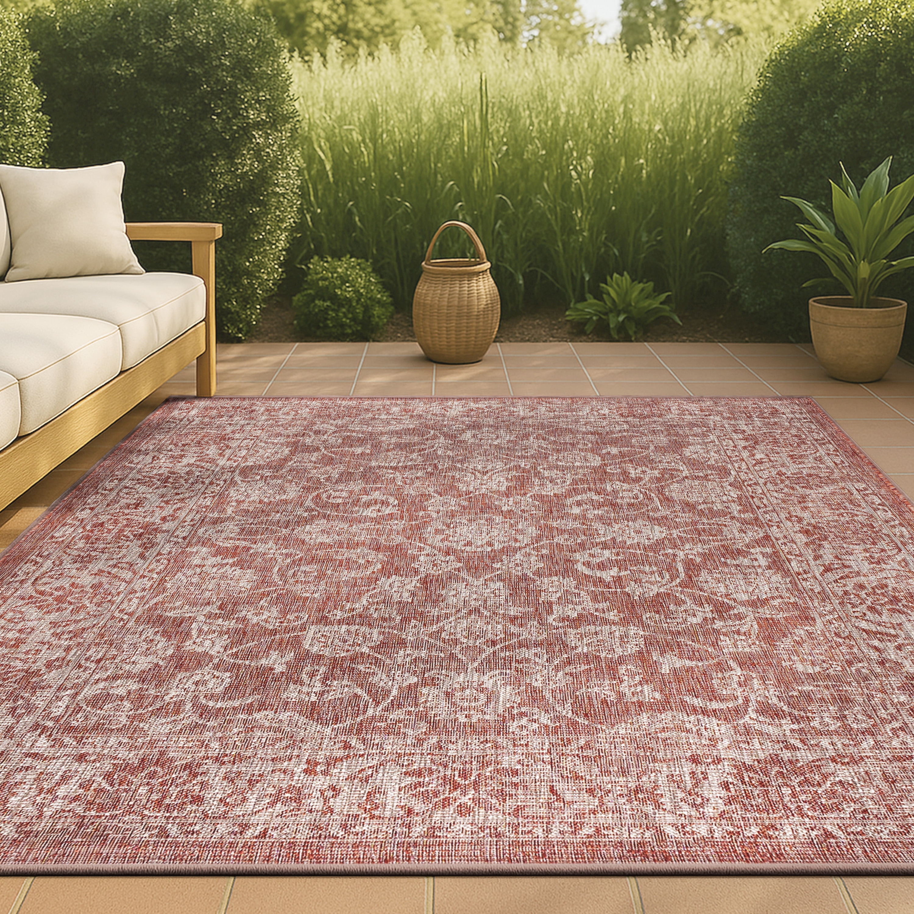 JONATHAN Y Sinjuri Bohemian Textured Weave Floral Indoor/Outdoor Area Rug