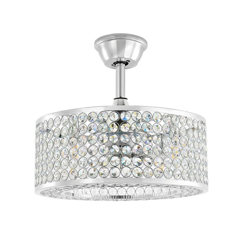 GetLedel 18-inch Reversible Caged Crystal Ceiling Fan with Remote and Light Kit