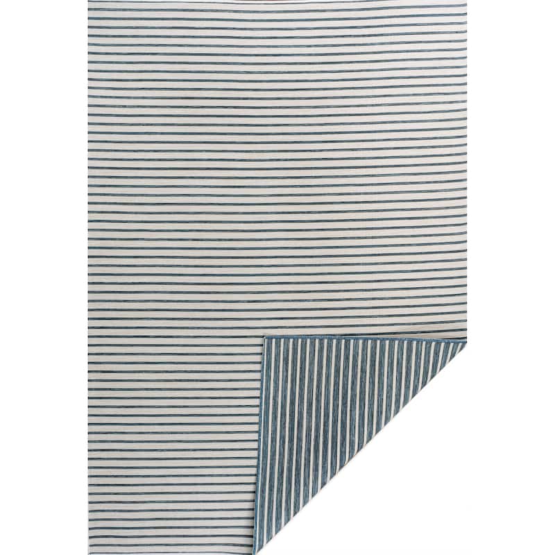 JONATHAN Y Reversible Pollux Classic Coastal Pinstripe Machine-Washable Navy/Cream Indoor/Outdoor Area Rug