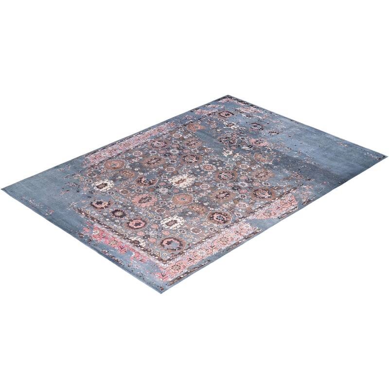 Ikat One-of-a-Kind Hand-Knotted Area Rug, Blue - 8' 10" x 12' 4"