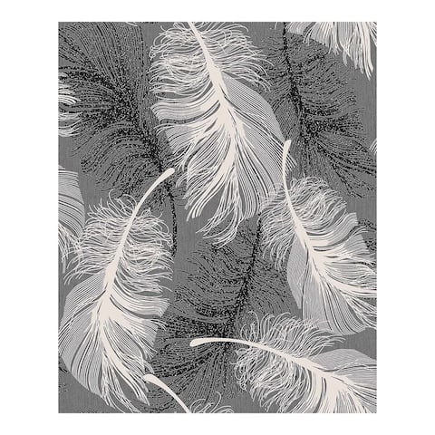 Hurston Black Feather Wallpaper - 20.5 x 396 x 0.025