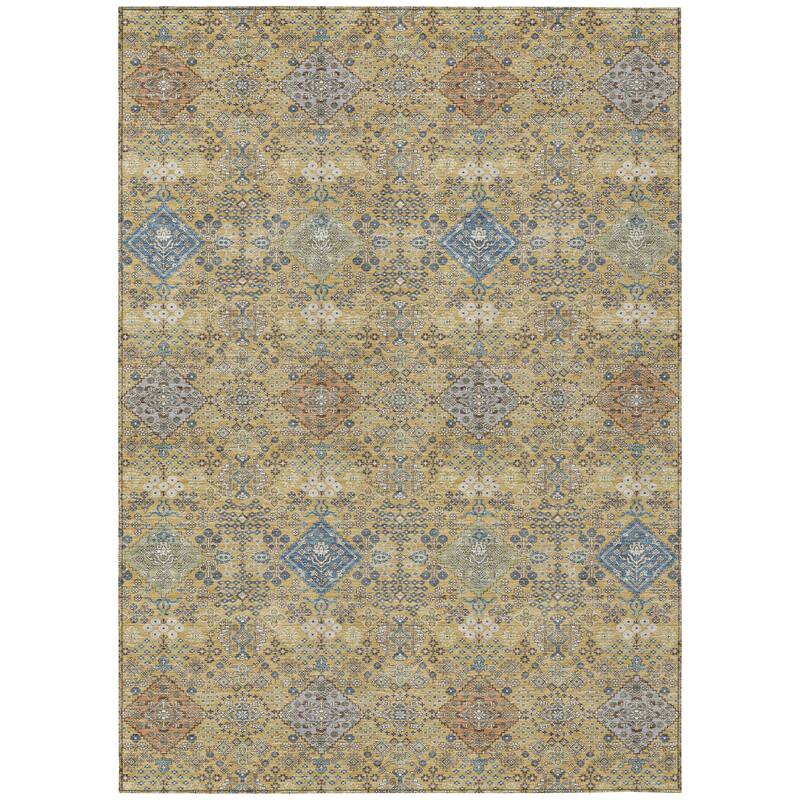 Machine Washable Indoor/ Outdoor Boho Panel Chantille Rug