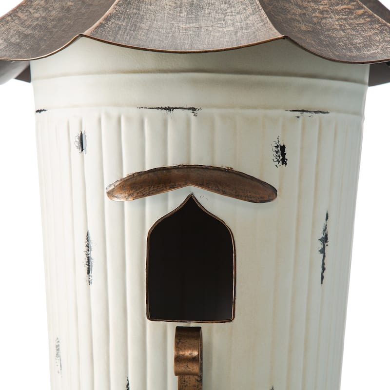 Glitzhome 29.75"H Farmhouse Distressed Metal Hanging Pagoda Birdhouse