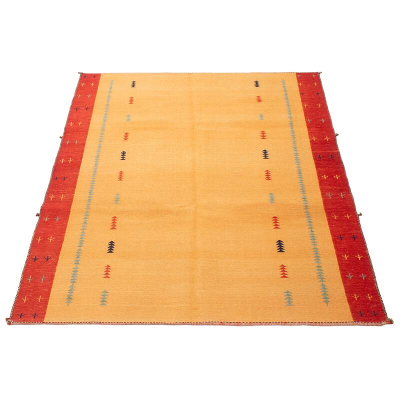 ECARPETGALLERY Flat-Weave Kashkuli Burnt Orange Wool Tapestry Kilim - 5'7 x 7'8