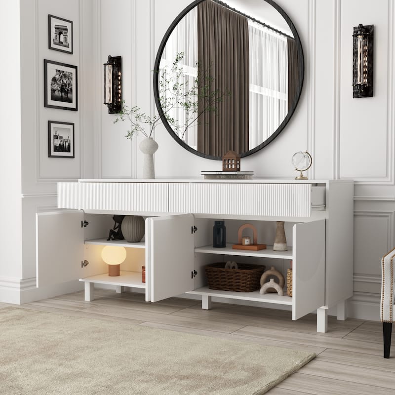 63"W Bookcase Display Sideboard Lacquer Versatile Home Organizer - 63"