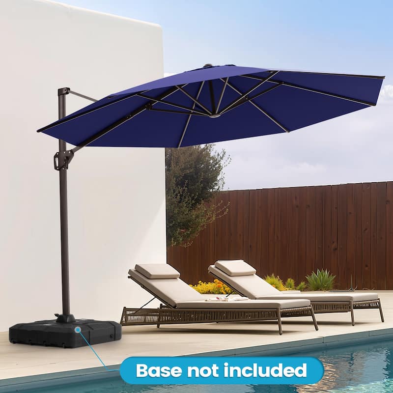 Outdoor 11 Ft Patio Cantilever Offset Umbrella with 360 Degree Rotation