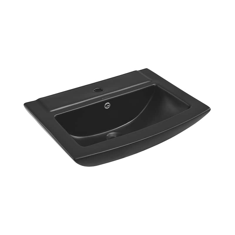 Sublime Square Two-Piece Pedestal Sink in Matte Black - Black