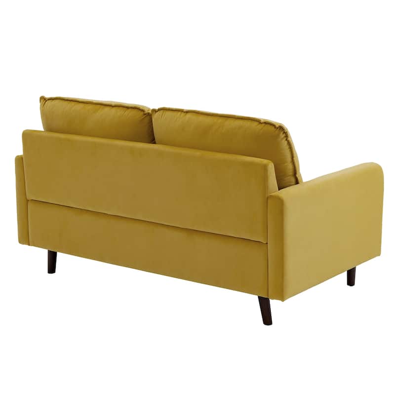 2 Pices Velvet Loveseat Wood Legs Sofa