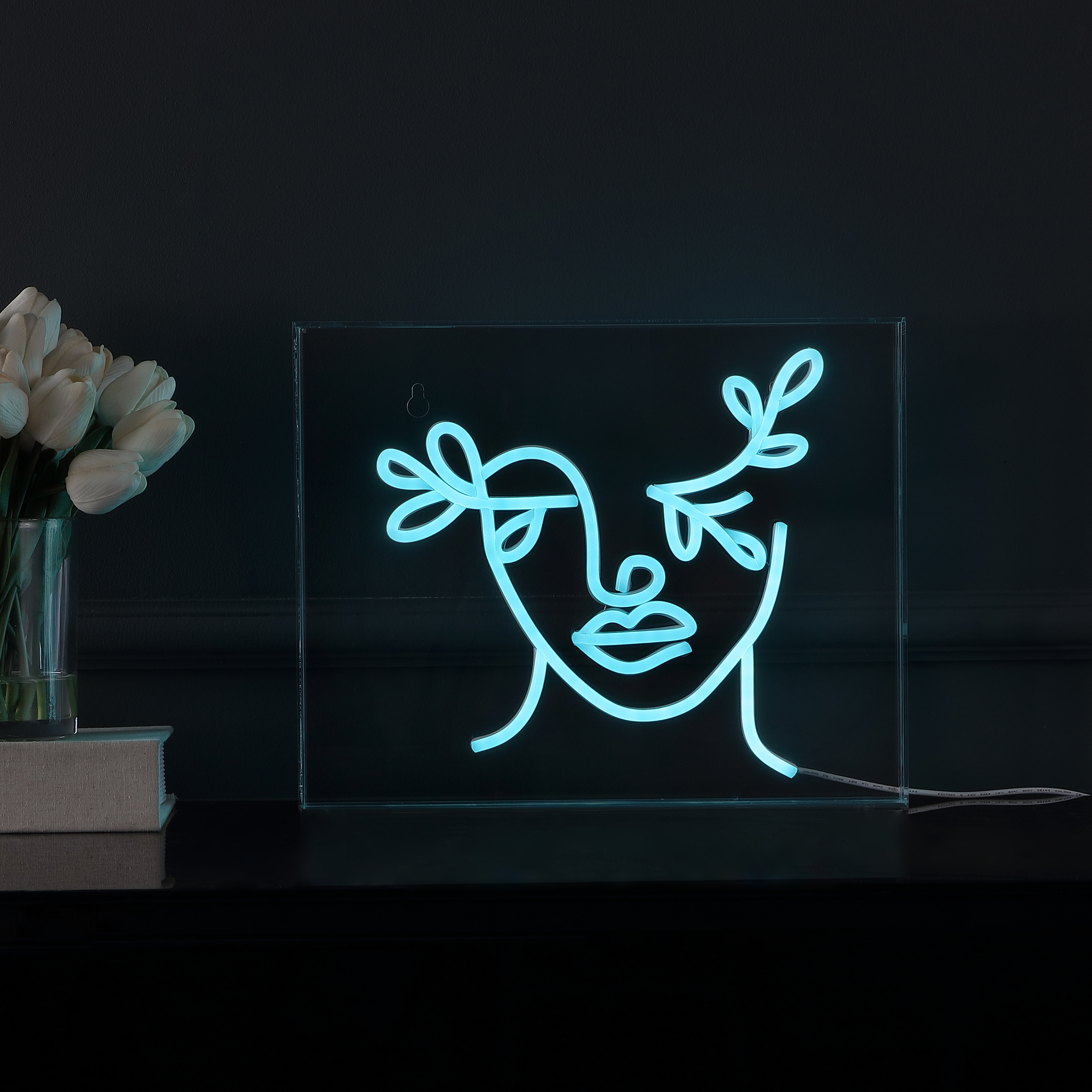 Teary Face 13.7 X 10.9 Contemporary Glam Acrylic Box USB Operated LED Neon Light Blue by JONATHAN Y 13.7 X 10.9 On Sale Bed Bath Beyond 37099250