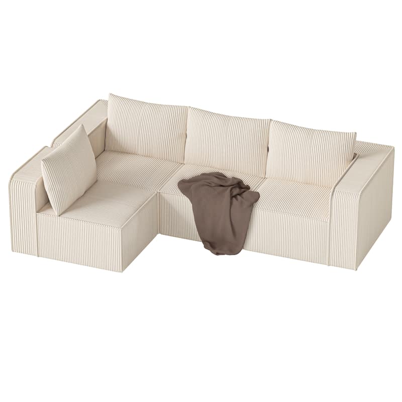 Moasis Multi-seat(3/4/5 seats) Corduroy Sectional Sofa Modular Couch Sofa Upholstered Convertible Modular Sofa - 4-Seat
