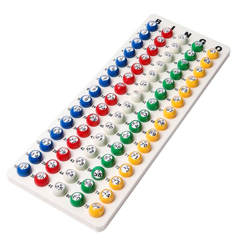 GSE™ Bingo Game Master Board & 7/8" Multi-Color Plastic Bingo Balls Set for Bingo Cage Game - White