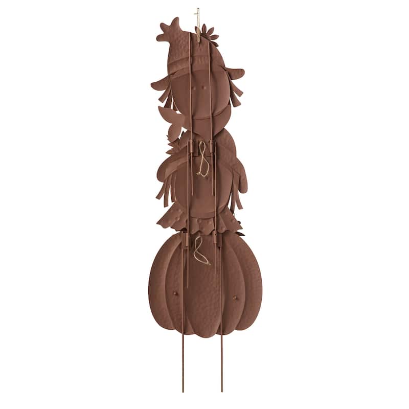 Glitzhome 46"H Fall Metal Stacked Scarecrow & Pumpkin Yard Stake for Thanksgiving Decor