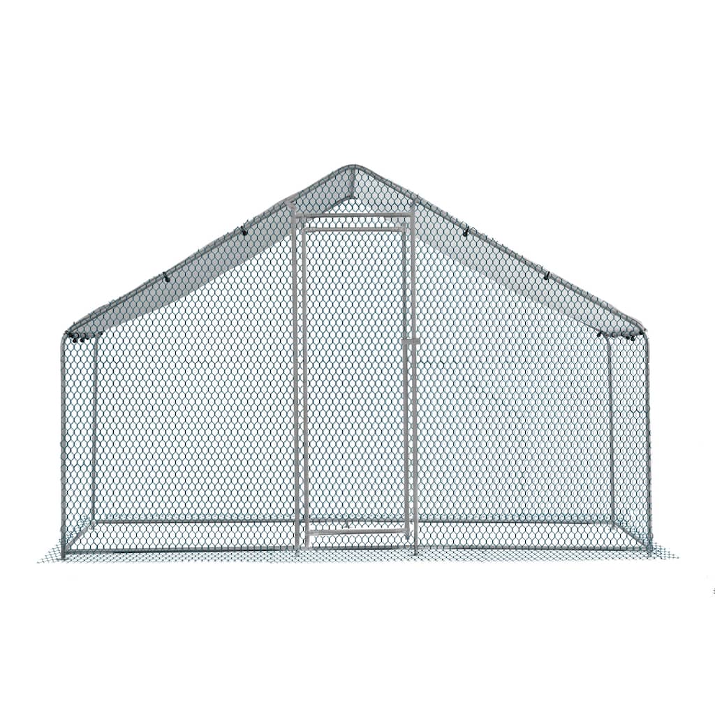 Large 6.5 x 10 ft Metal Chicken Coop, Waterproof Cage for Backyard