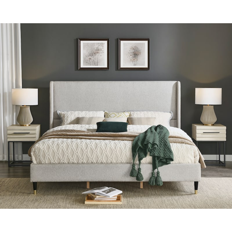 Roundhill Furniture Rozitta Upholstered Wingback Platform Bed