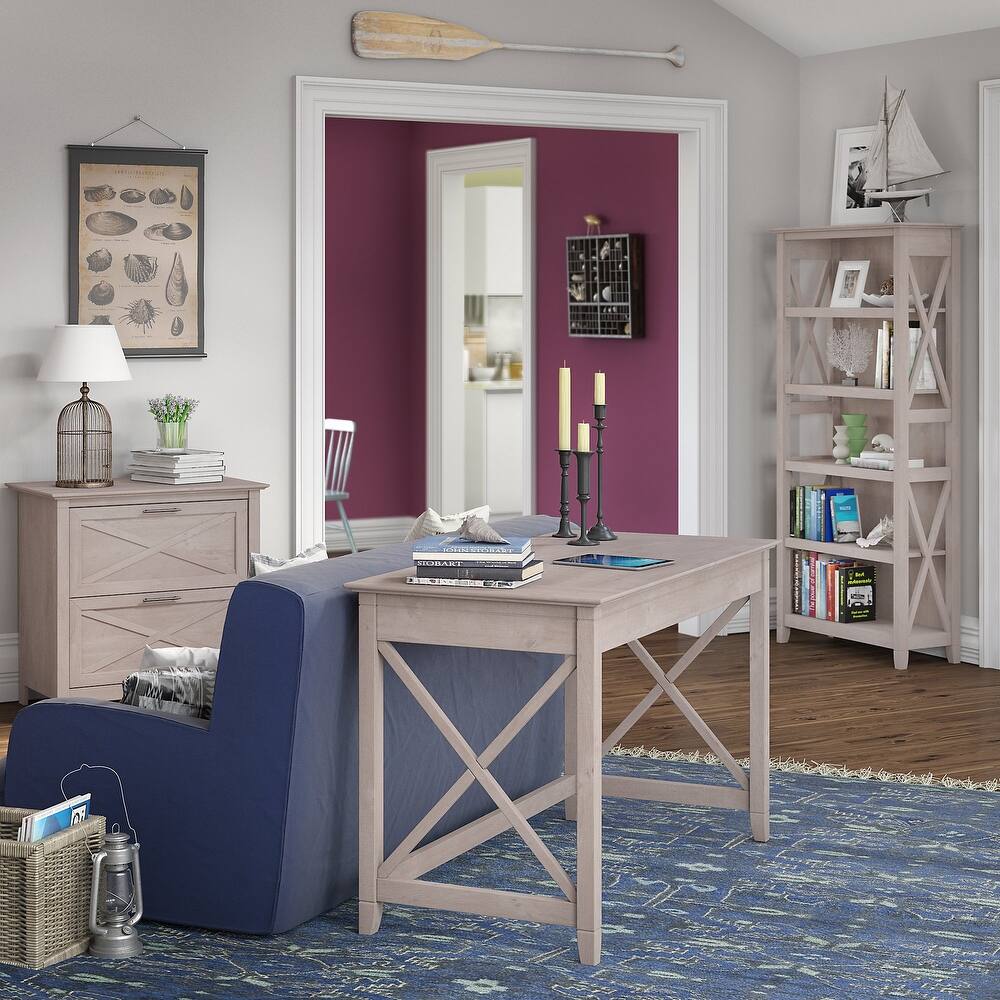 Key West 48W Writing Desk with Cabinet and Bookcase by Bush Furniture