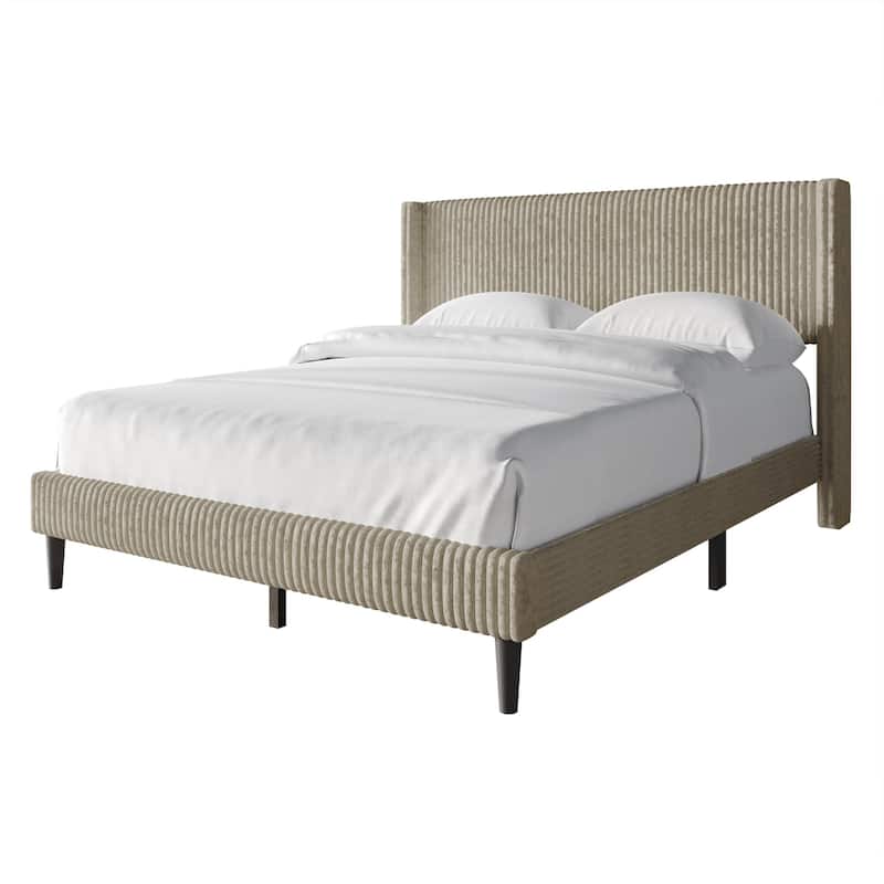 CraftPorch Modern Wingback Upholstered Velvet Bed