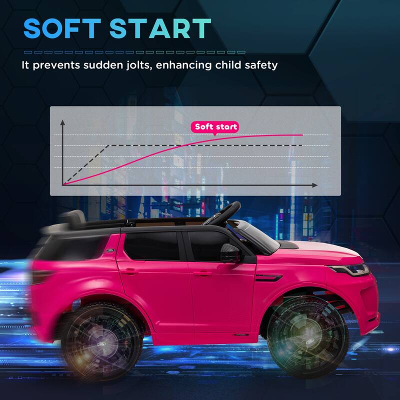 12V Land Rover Discovery Kids Electric Car with Remote Control & Music Features - Pink