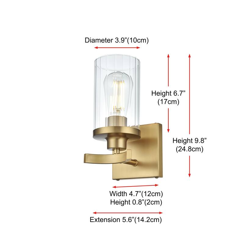 Silvia 1 Light Black and Clear Bath Sconce