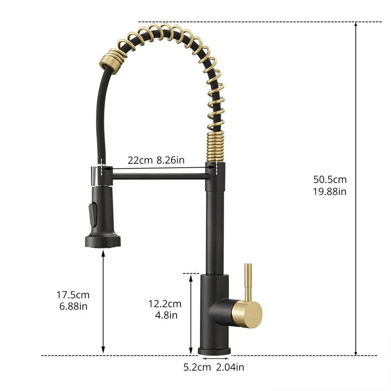 Single Handle Pull Down Kitchen Faucet with Double-Function