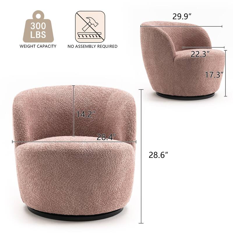 Swivel Accent Chair, Furry Round Barrel Chair
