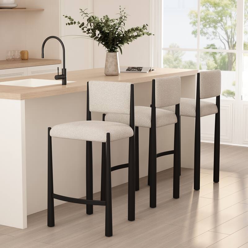 Manhattan Comfort Lennor Metal Boucle Counter Stool