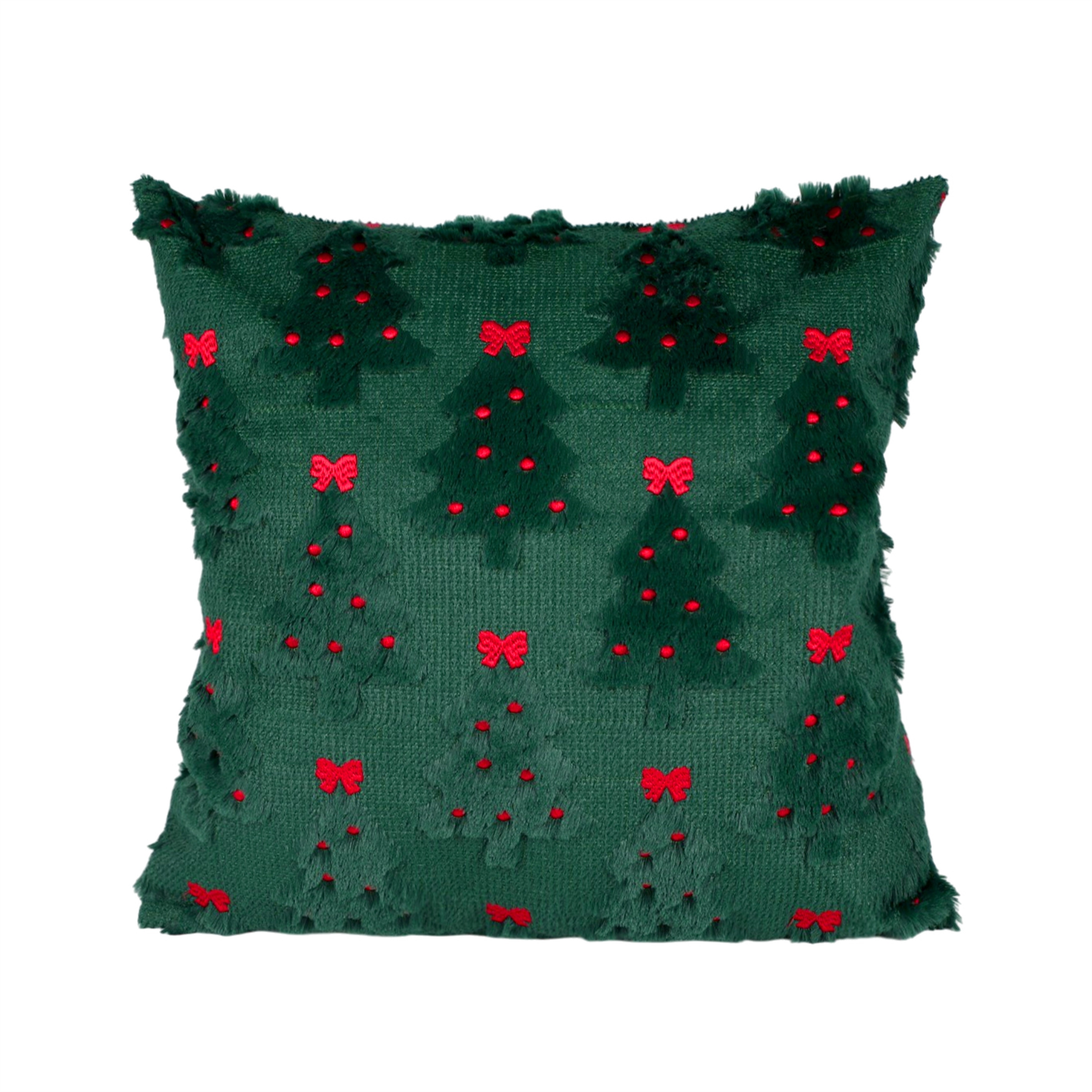 Tufted Christmas Tree Throw Pillow - Holiday Throw Pillow with Textured Christmas Tree Design for Farmhouse Decor.