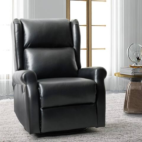 Baksoho Contemporary Leather Swivel Nursery Chair with Metal Base by HULALA HOME