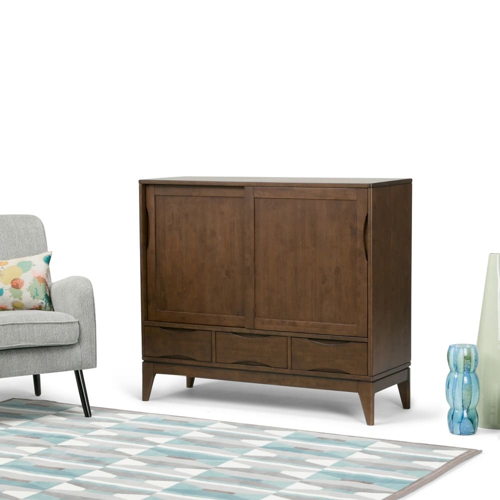 WYNDENHALL Pearson SOLID HARDWOOD 48" Wide Modern Medium Storage Cabinet - 48"w x 17"d x 42" h