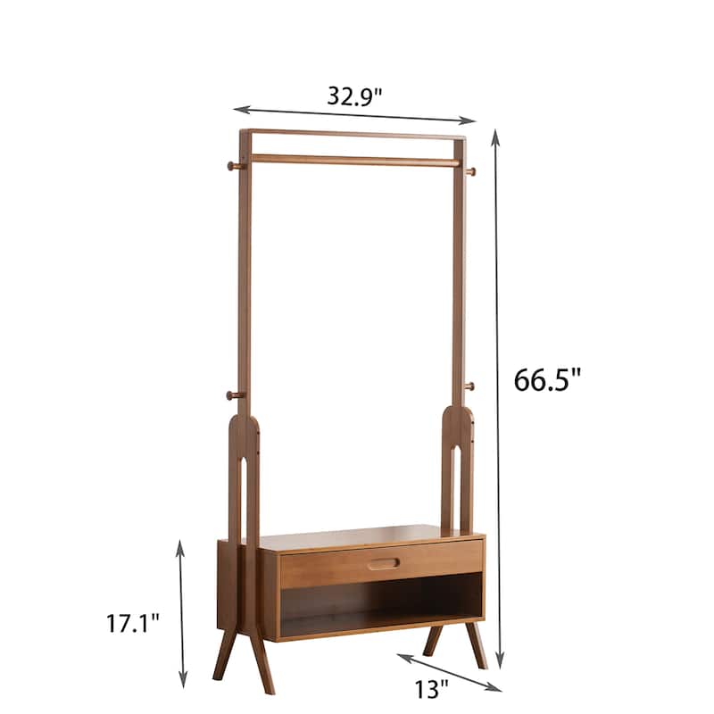 Floor Hanging Clothes Rack, Shoe Bench Clothes Rack All-in-One Multifunctional Clothes Rack
