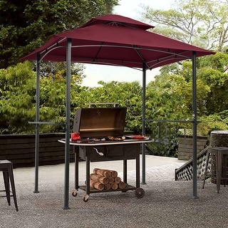 Burgundy Modern 8x5 ft BBQ Grill Gazebo, All-Season Shelter Tent
