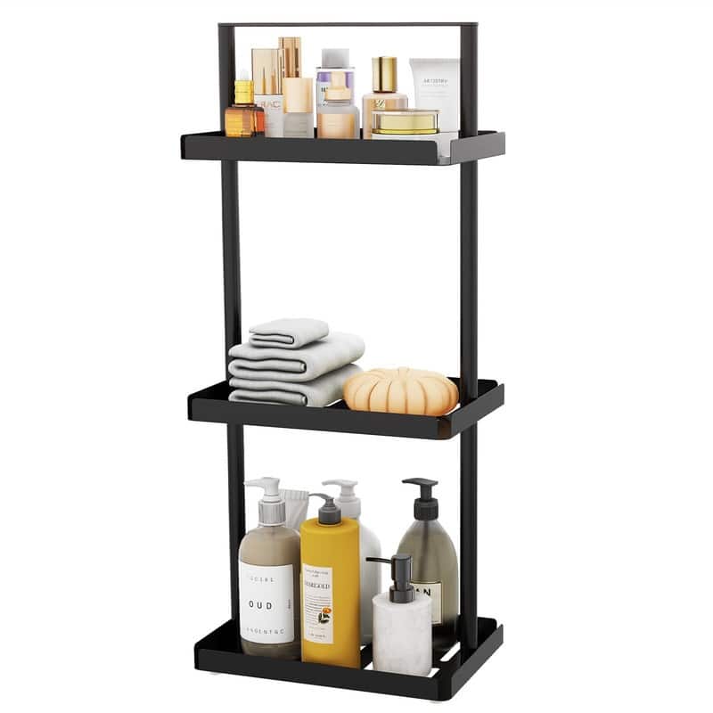 Standing Shower Caddy Organizer Corner - Black 3 tier - 7.9"D x 11.8"W x 27.8"H