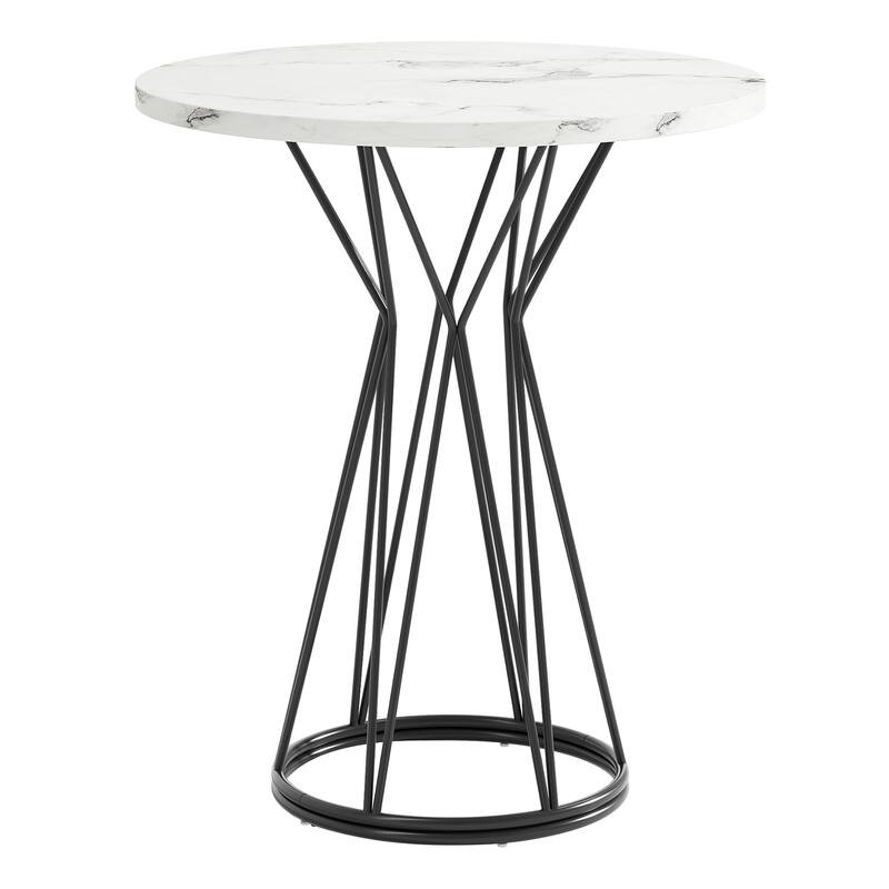 Faux Marble Bar Table, High Top Bistro Pub Cocktail Accent Table for Dining Room Coffee Shop Bar Party Kitchen