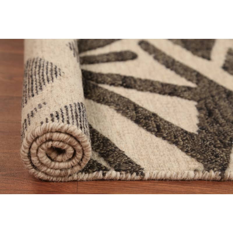 Modern Geometric Moroccan Indian Foyer Rug Handmade Wool Carpet - 2'0"x 3'0"