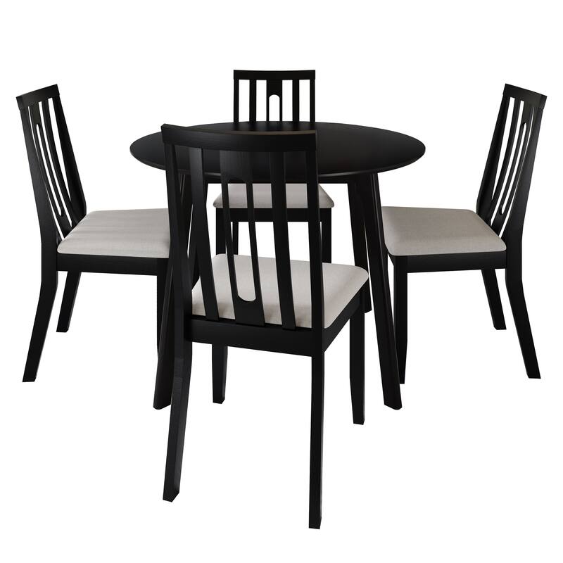CraftPorch Contemporary 4-Piece Chair and Round Table Dining Set - Black