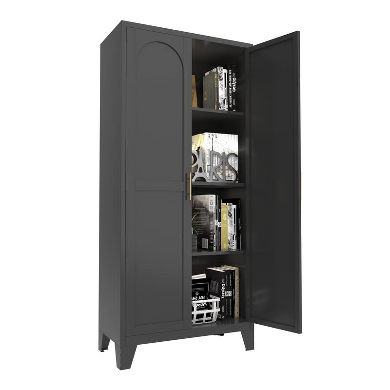 2 Shapely Doors Buffet Sideboard Accent Cabinet, Storage Cabinet with Doors and Adjustable Shelves