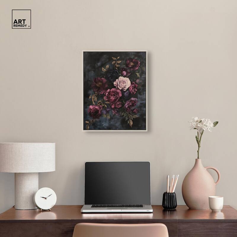 Vintage Dark Roses Canvas by Art Remedy