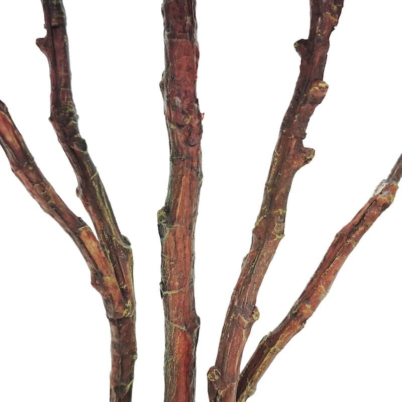 4 ft. Artificial Rubber Tree, Faux Green Plant with Bendable Branches in Black Cement-Filled Nursery Pot, Low Maintenance