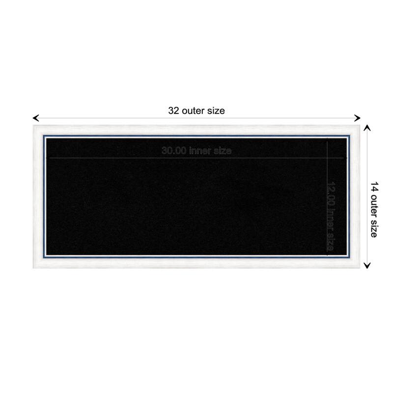 Morgan Wood Framed Black Corkboard Bulletin Board - Morgan White Blue - Board Size 30x12