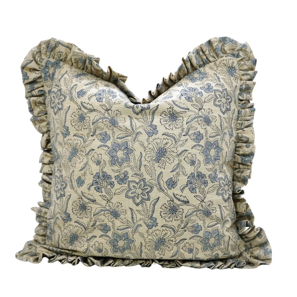 Fabdivine Hand Block Double Side Floral Print Sofa, Couch Decoration Pillow Case