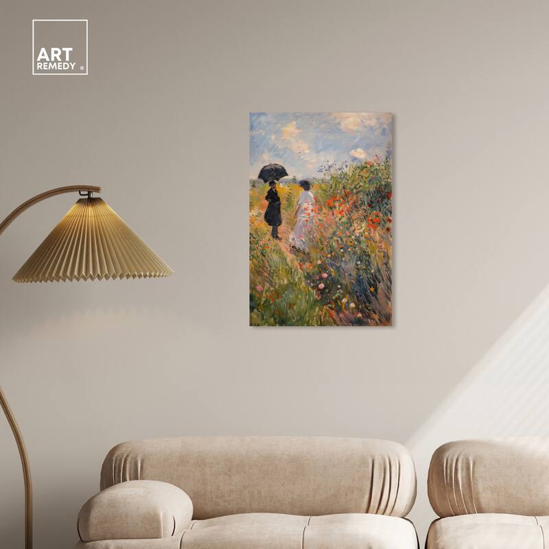 Art Remedy A Stroll Through The Flowers Gallery Wrapped Impressionism 1 Piece Canvas Wall Art