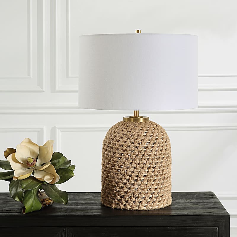 Uttermost Kendari Rope & Rattan Table Lamp - 25"H,   Shade 10"H x 17"Dia.