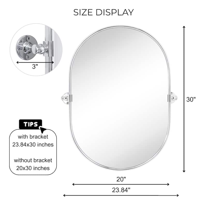 TEHOME Luka Farmhouse Oval Pivot Metal Wall Mirror - 20'' x 30''