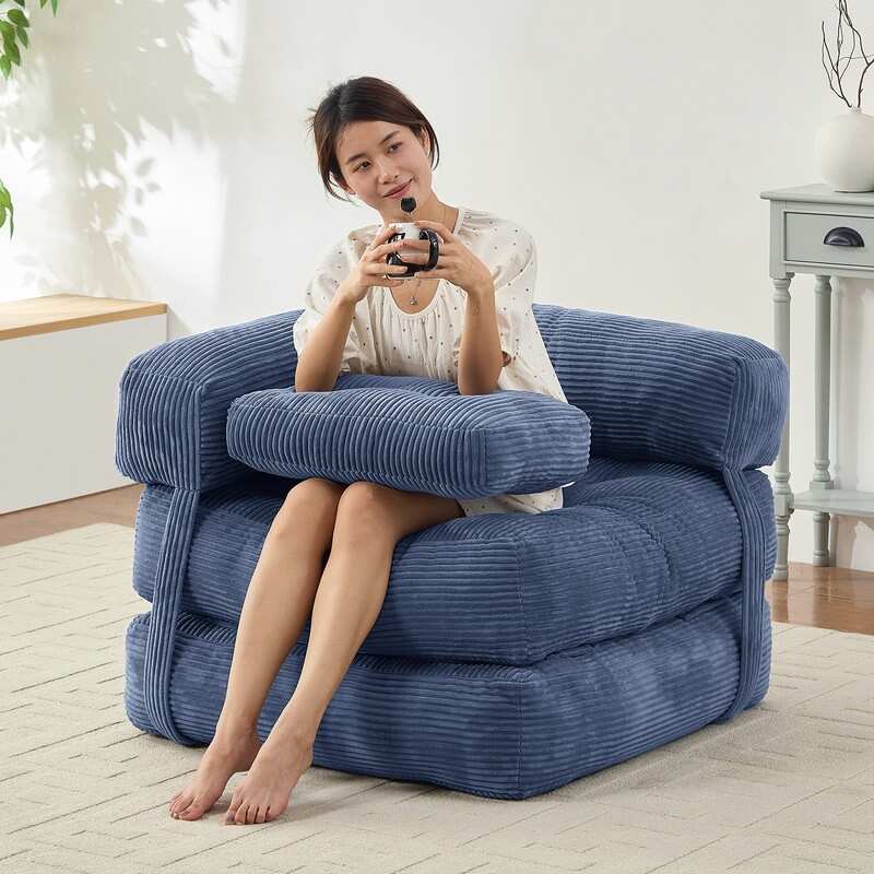 Mixoy Folding Sofa Bed, L-Shaped Convertible Sofa Bed with Armrest