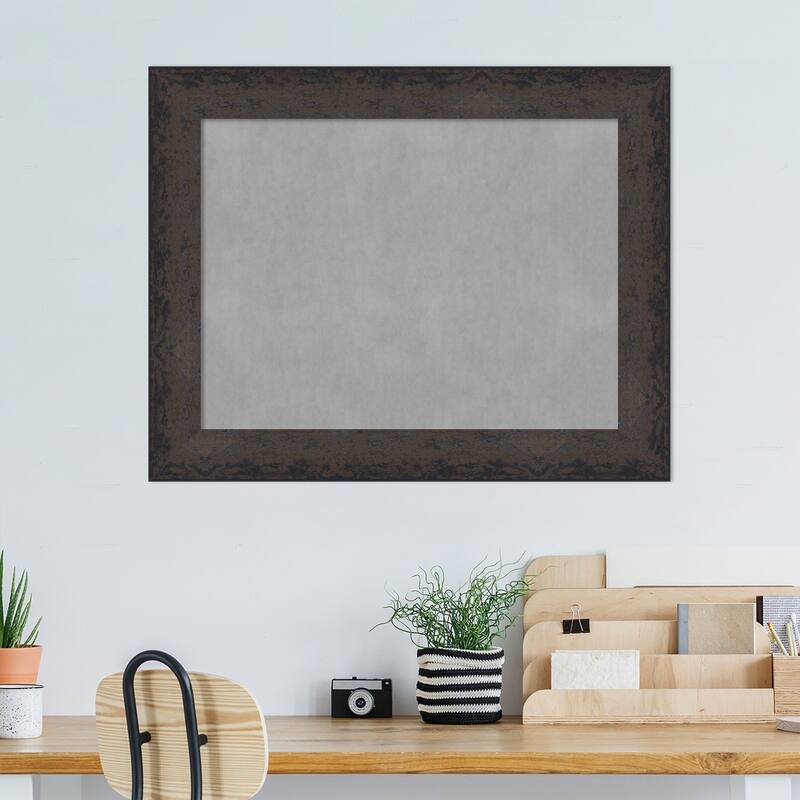 Amanti Art Dappled Black Brown Framed Magnetic Board